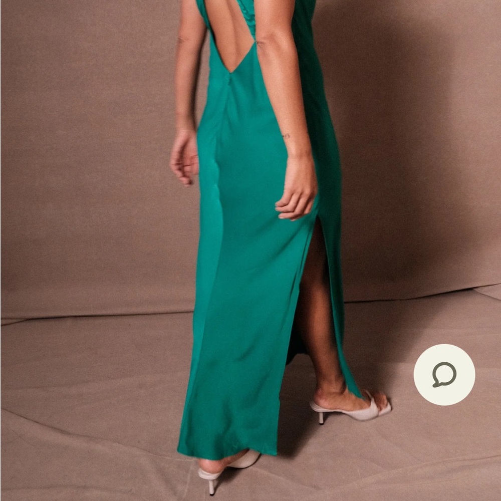 Meshki Claire Satin Dress - Green XS - Picture 1 of 3